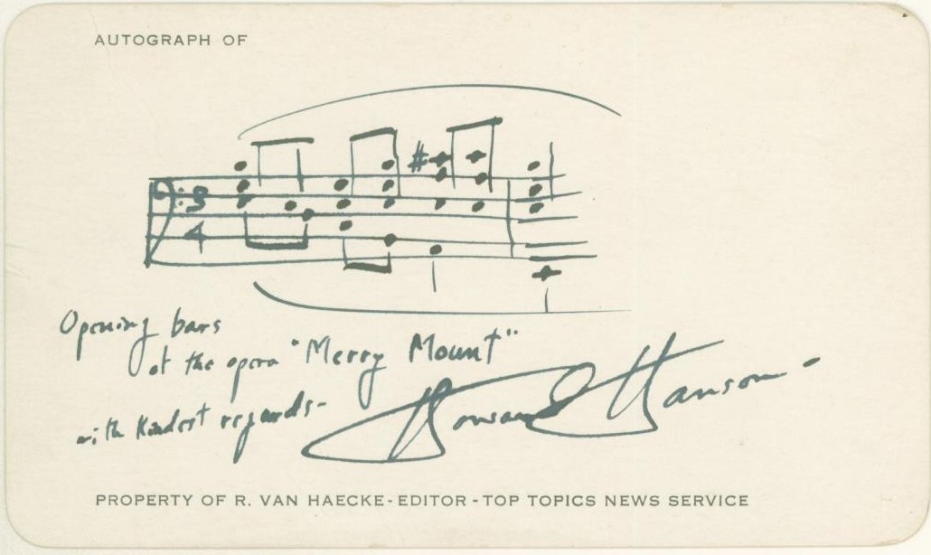 Hanson, Howard - Autograph Musical Quotation Signed